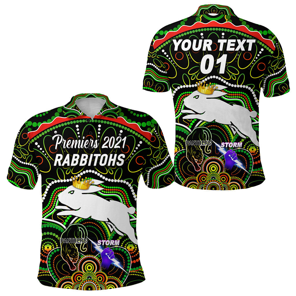 custom-personalised-south-sydney-rabbitohs-polo-shirt-2021-indigenous-premiers-the-king-black-custom-text-and-number