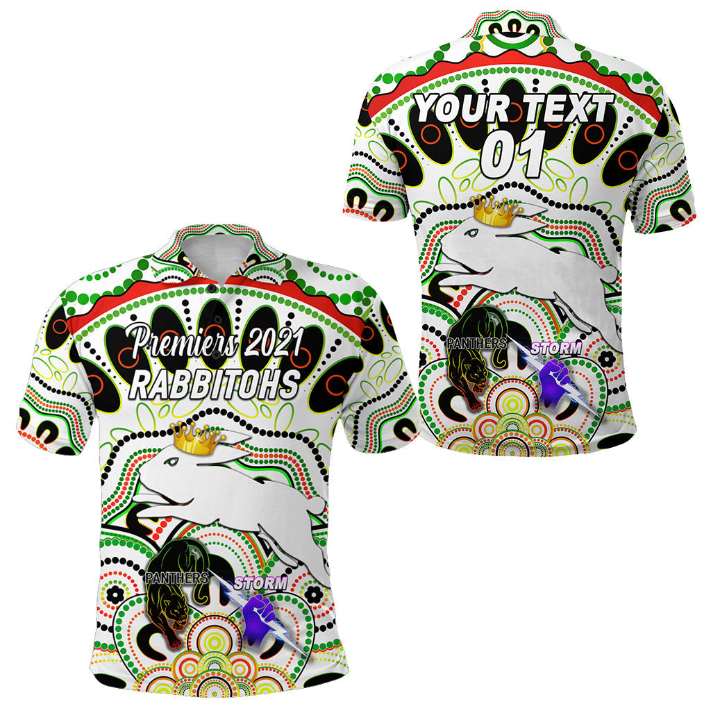 custom-personalised-south-sydney-rabbitohs-polo-shirt-2021-indigenous-premiers-the-king-white-custom-text-and-number