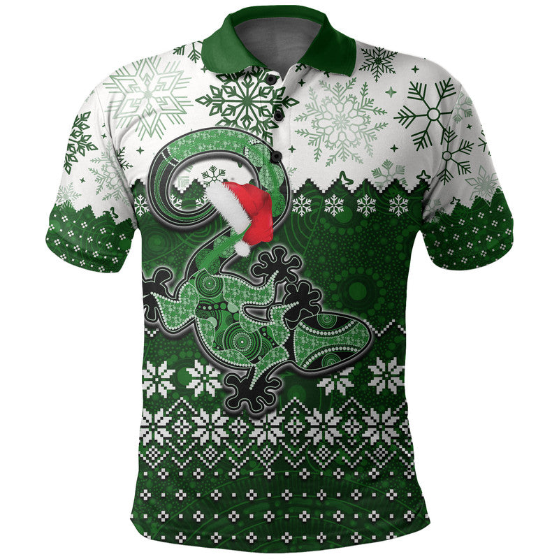 aboriginal-christmas-2022-lizard-polo-shirt-green-style