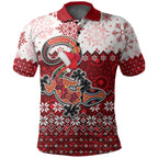 aboriginal-christmas-2022-lizard-polo-shirt-red-style