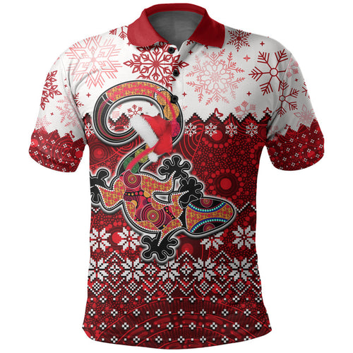 aboriginal-christmas-2022-lizard-polo-shirt-red-style