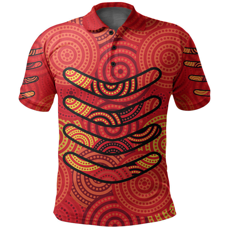 custom-personalised-boomerang-aboriginal-dot-patterns-polo-shirt-red-style