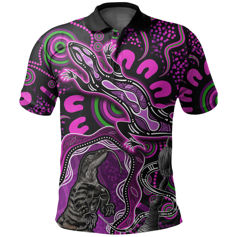 custom-personalised-aboriginal-lizard-polo-shirt-pink-color