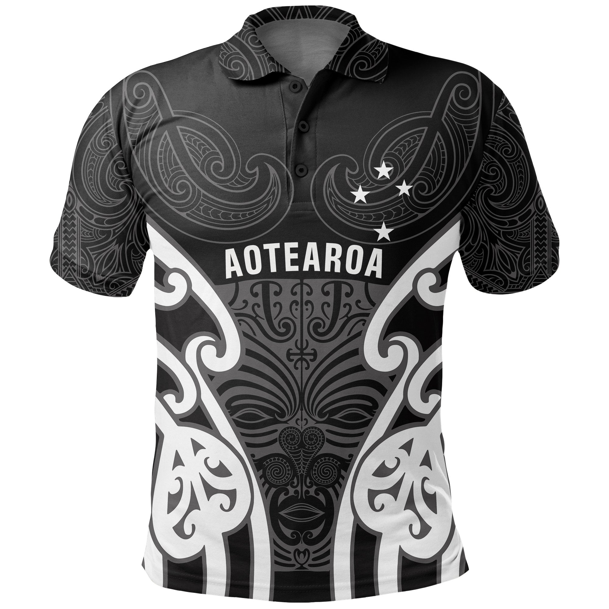 aotearoa-polo-shirt-maori-moko-black-white