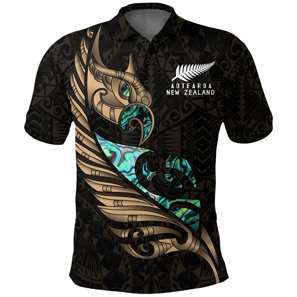 new-zealand-polo-shirt-manaia-paua-fern-wing-gold