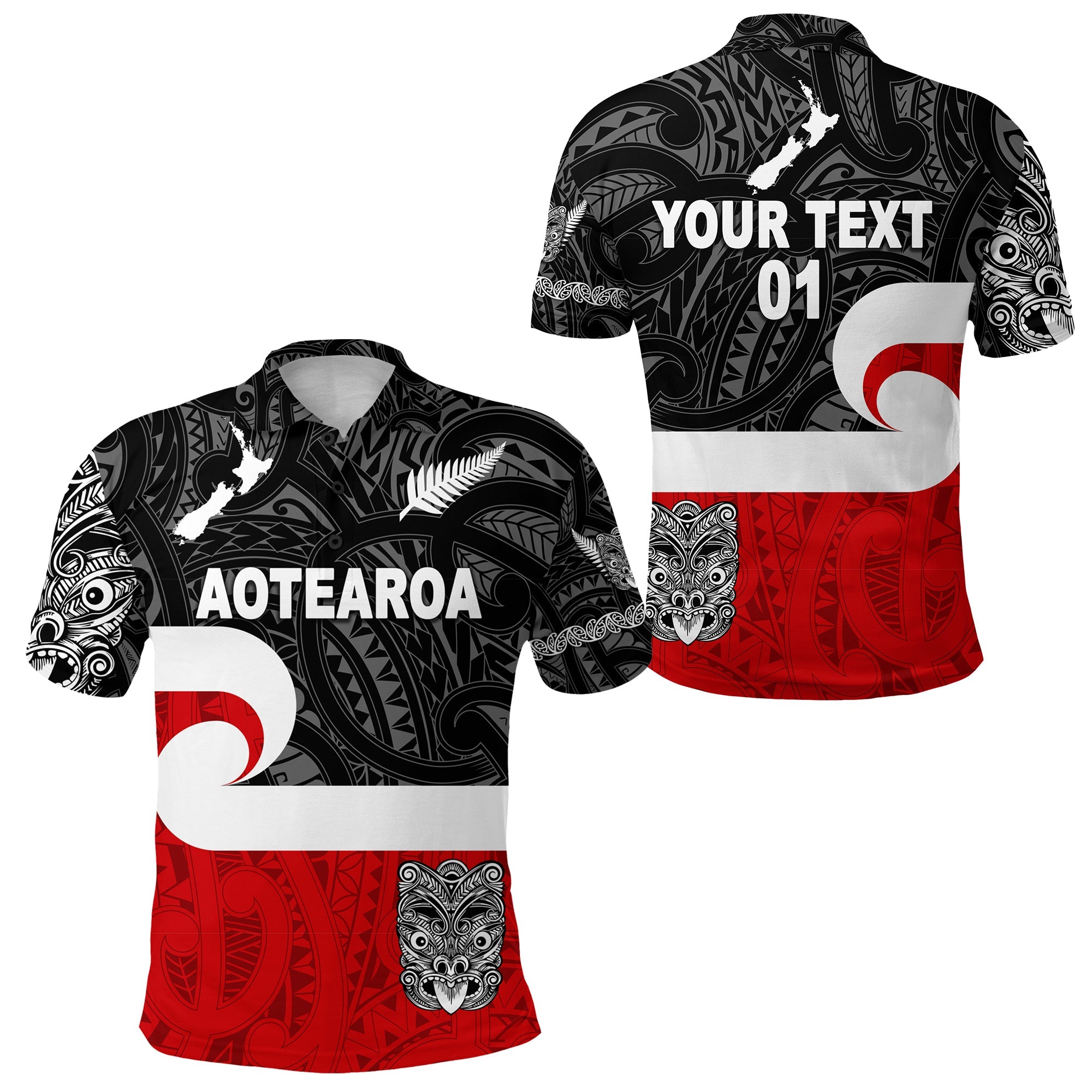 custom-personalised-maori-aotearoa-haka-polo-shirt-new-zealand-simple-custom-text-and-number