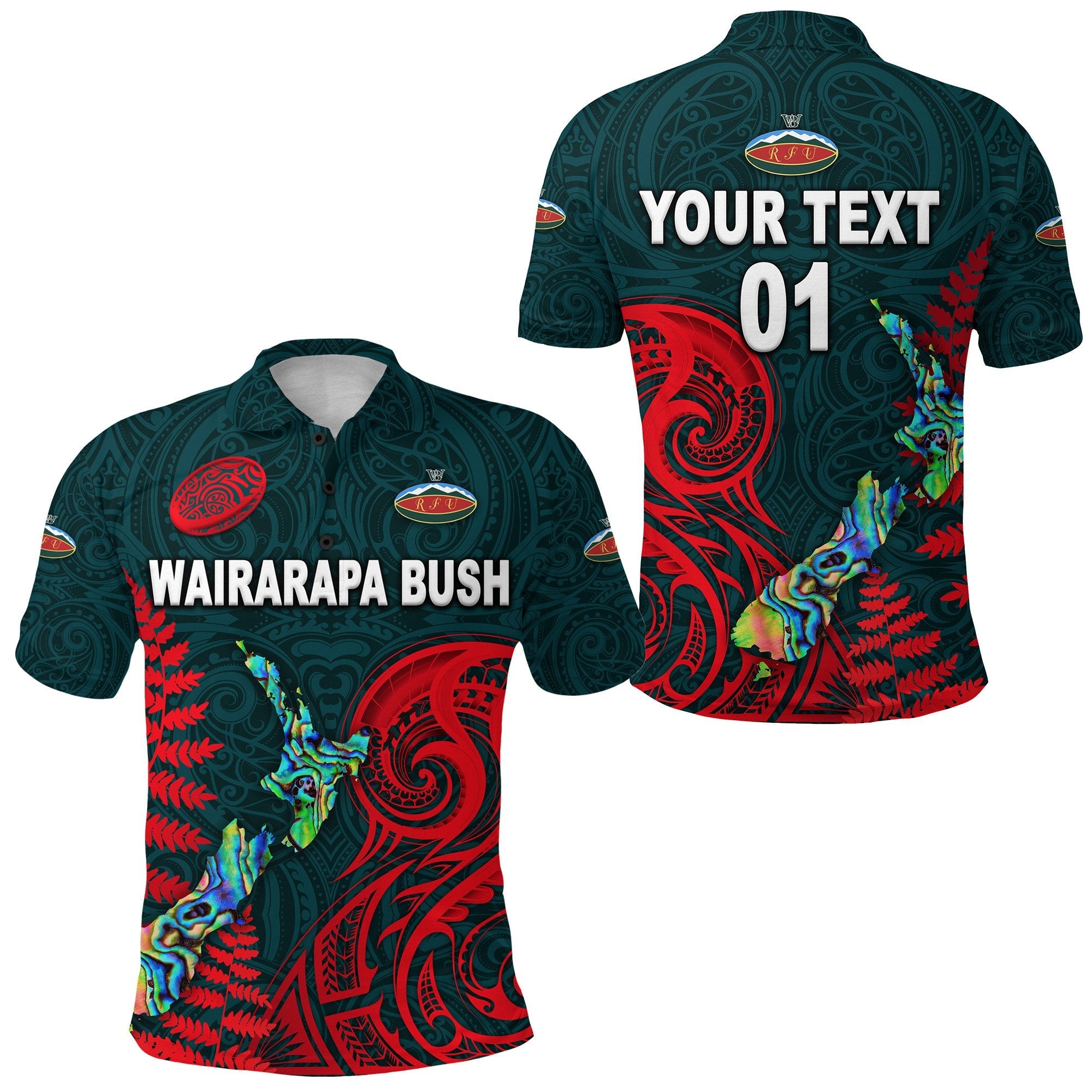 custom-personalised-maori-wairarapa-bush-rugby-polo-shirt-new-zealand-silver-fern-custom-text-and-number