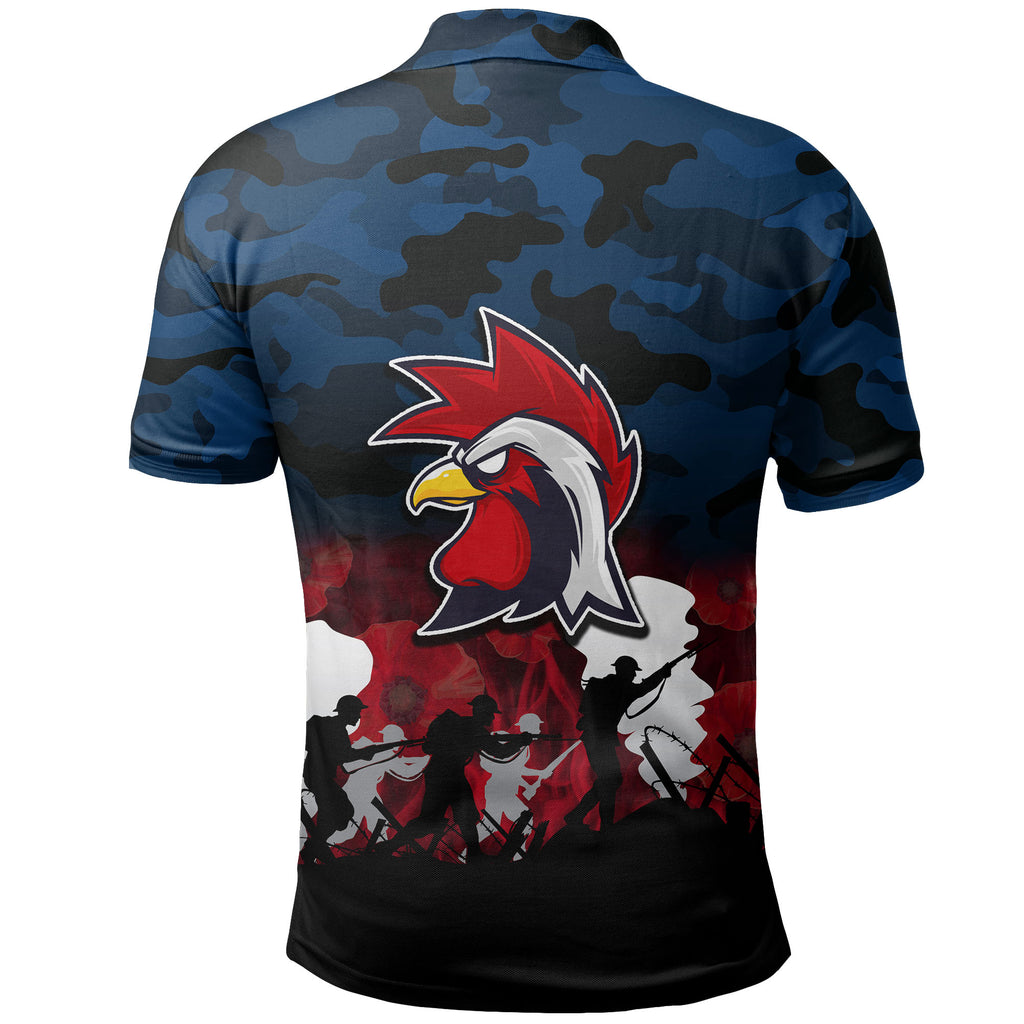 (Custom Personalised) NRL Anzac Day Polo Shirt Roosters Army Style LT6