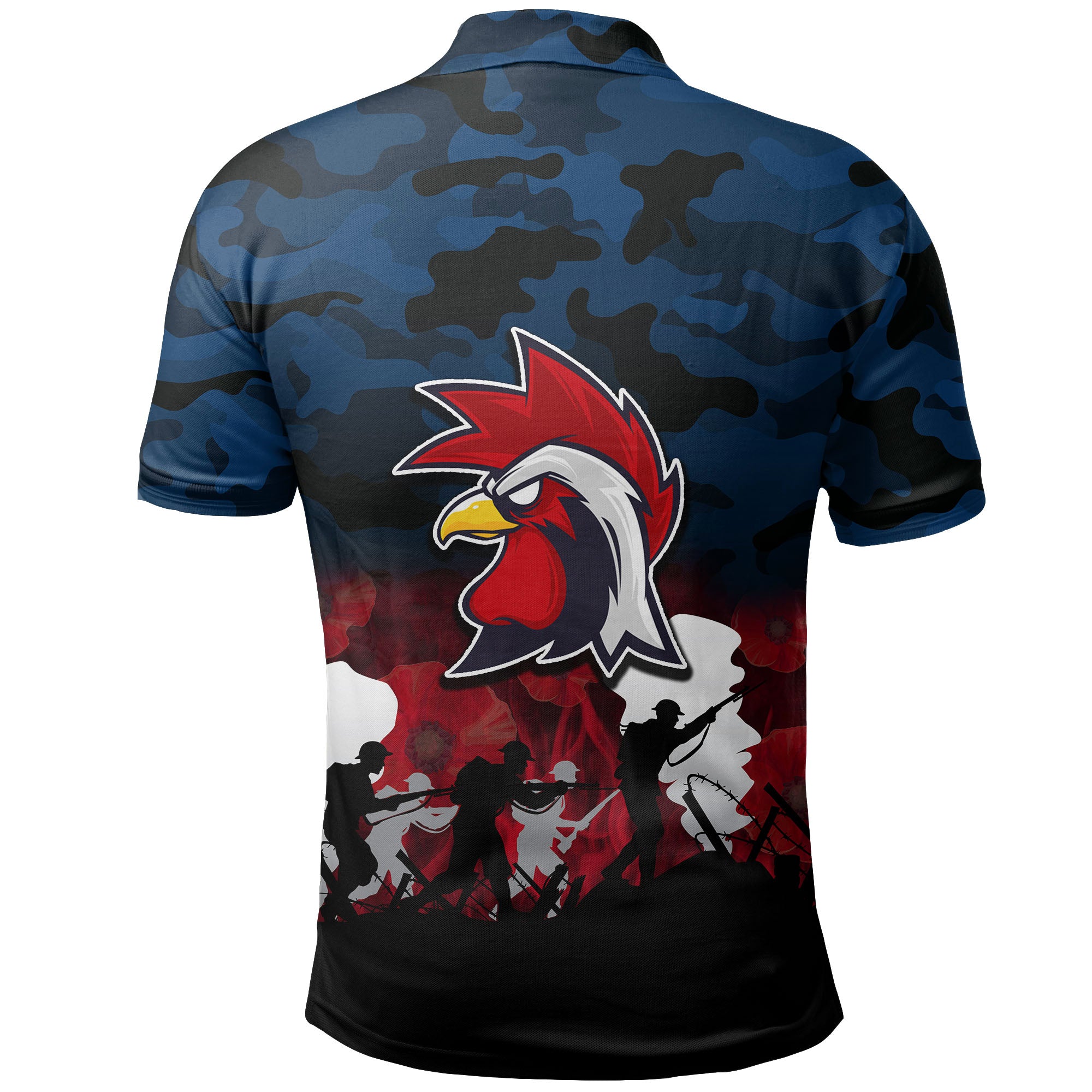 (Custom Personalised) NRL Anzac Day Polo Shirt Roosters Army Style LT6