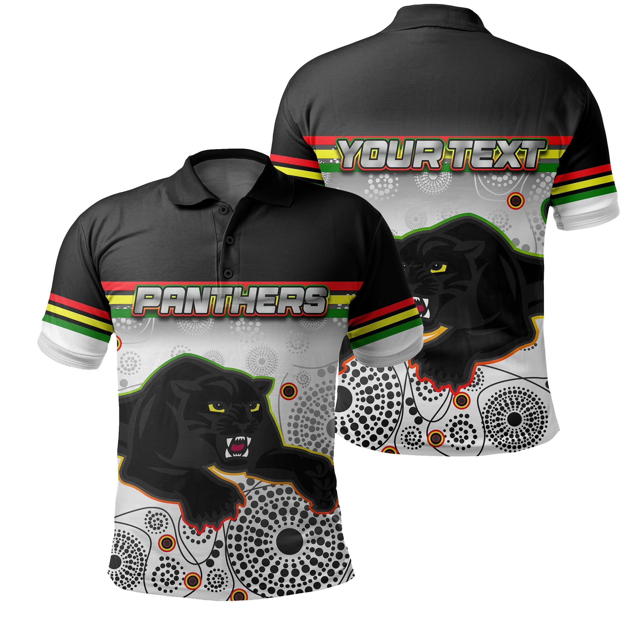 custom-personalisedpanthers-polo-shirt-aboriginal-patterns-white