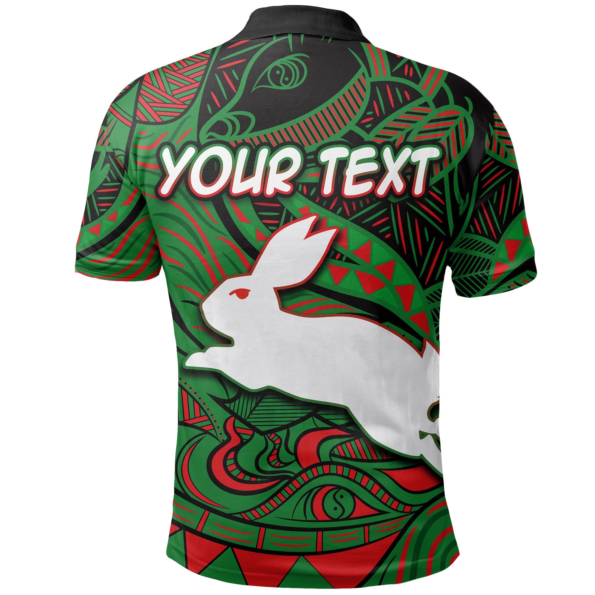 custom-personalised-south-sydney-rabbitohs-polo-shirt-tribal-style