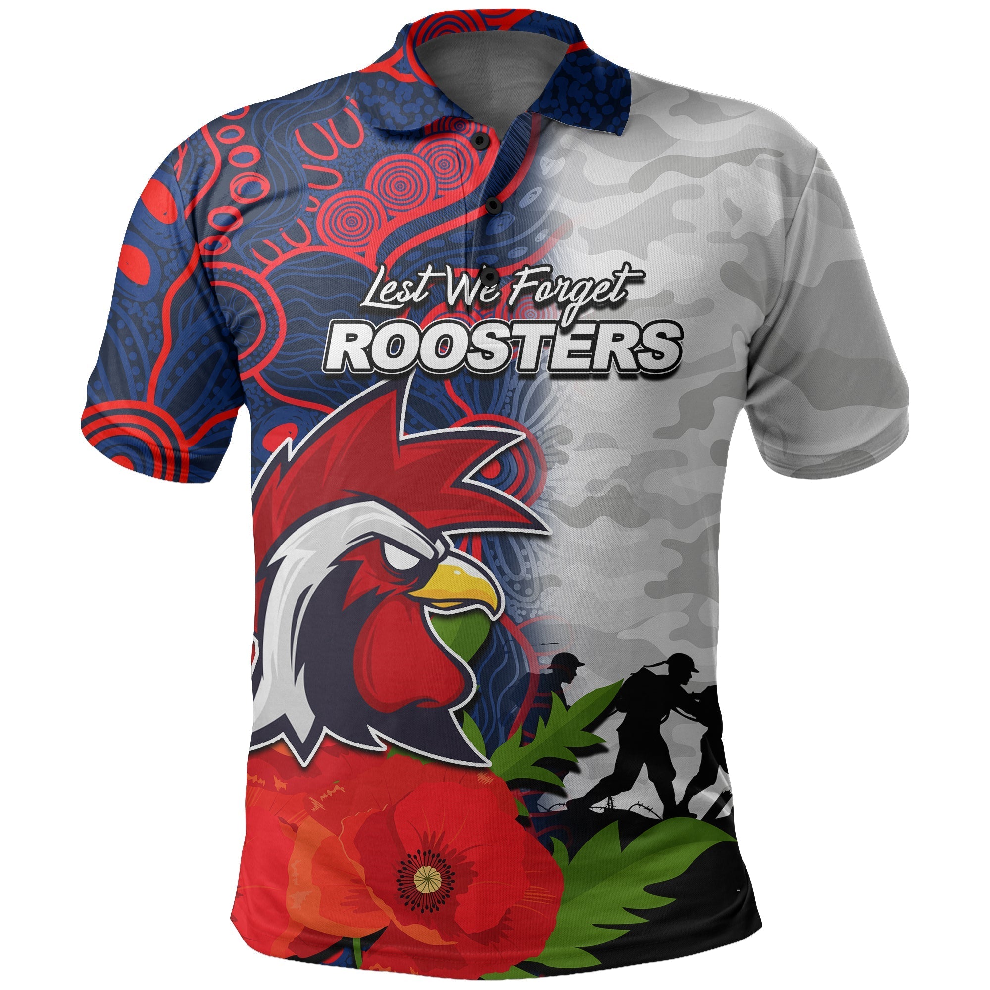 custom-personalisedroosters-anzac-day-aboriginal-mix-army-patterns-polo-shirt