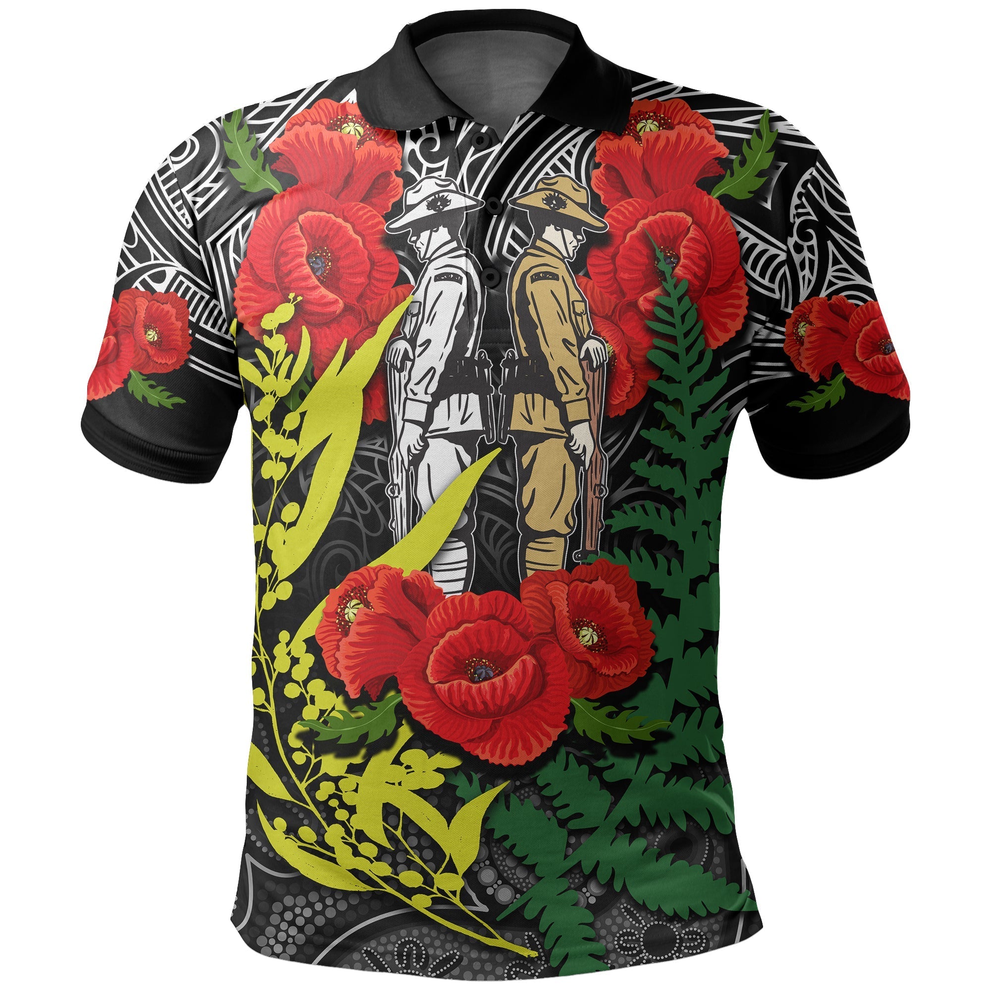 anzac-day-polo-shirt-maori-patterns-white-color