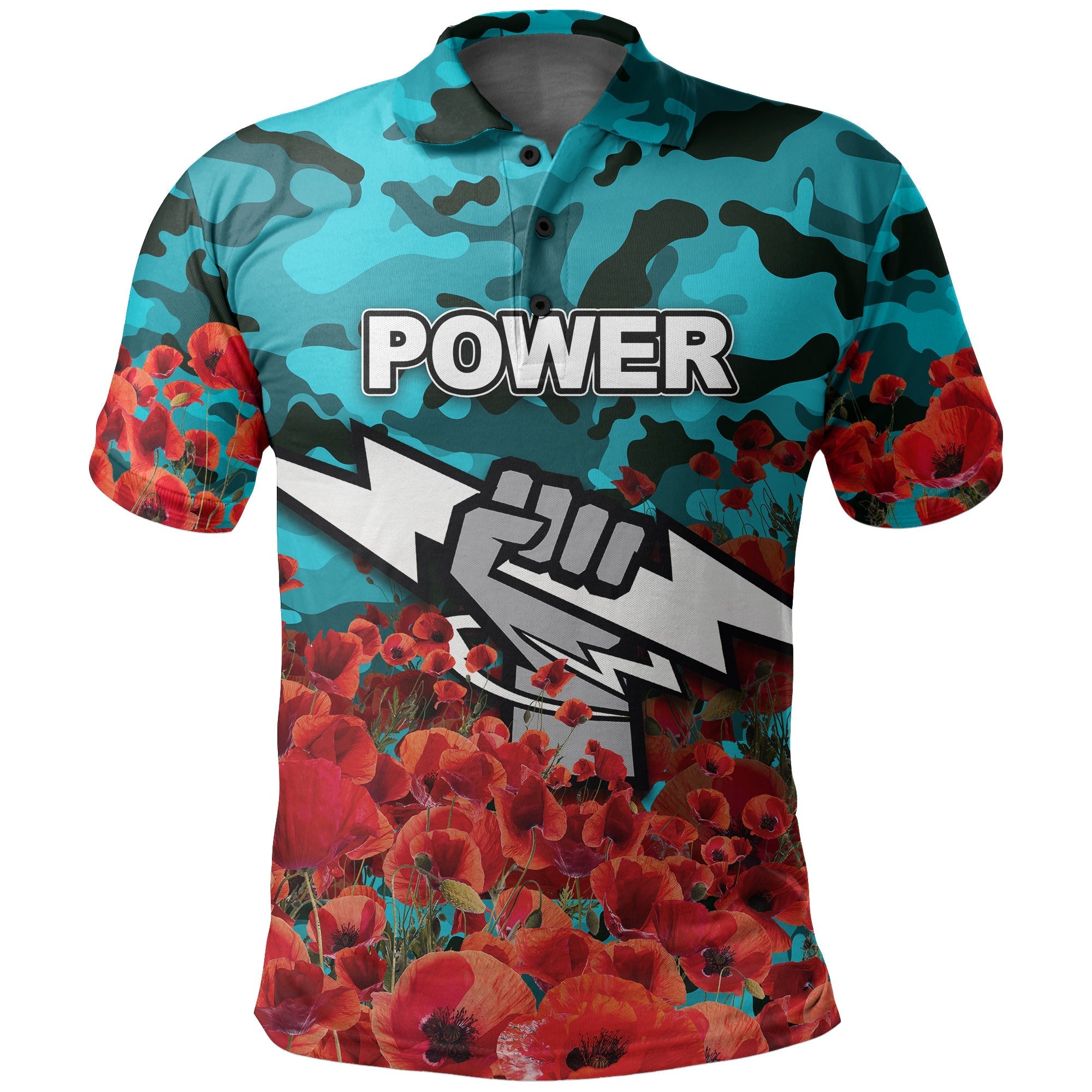 anzac-day-port-adelaide-polo-shirt-poppy-flowers-with-army-patterns
