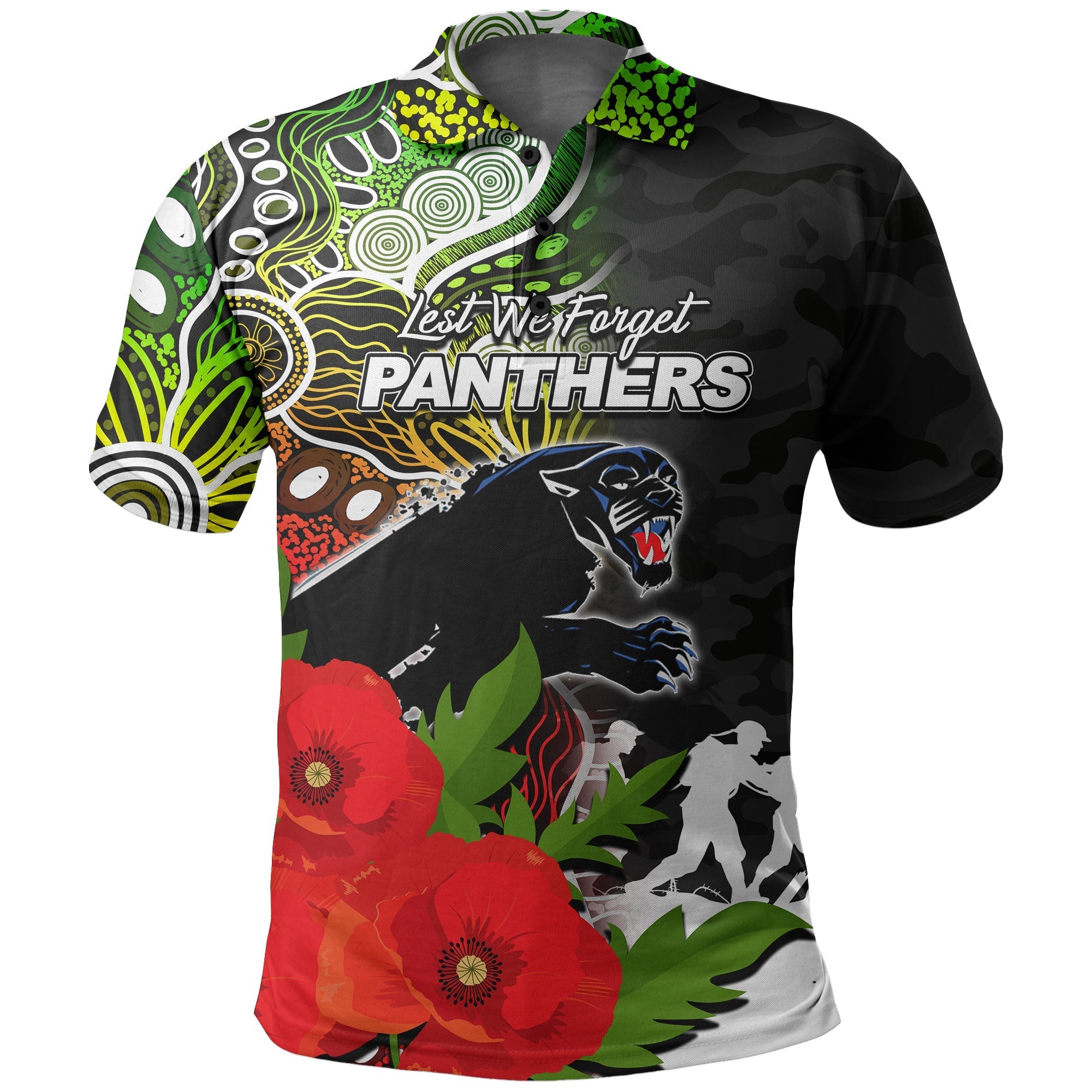 custom-personalisedpanthers-anzac-day-aboriginal-mix-army-patterns-polo-shirt