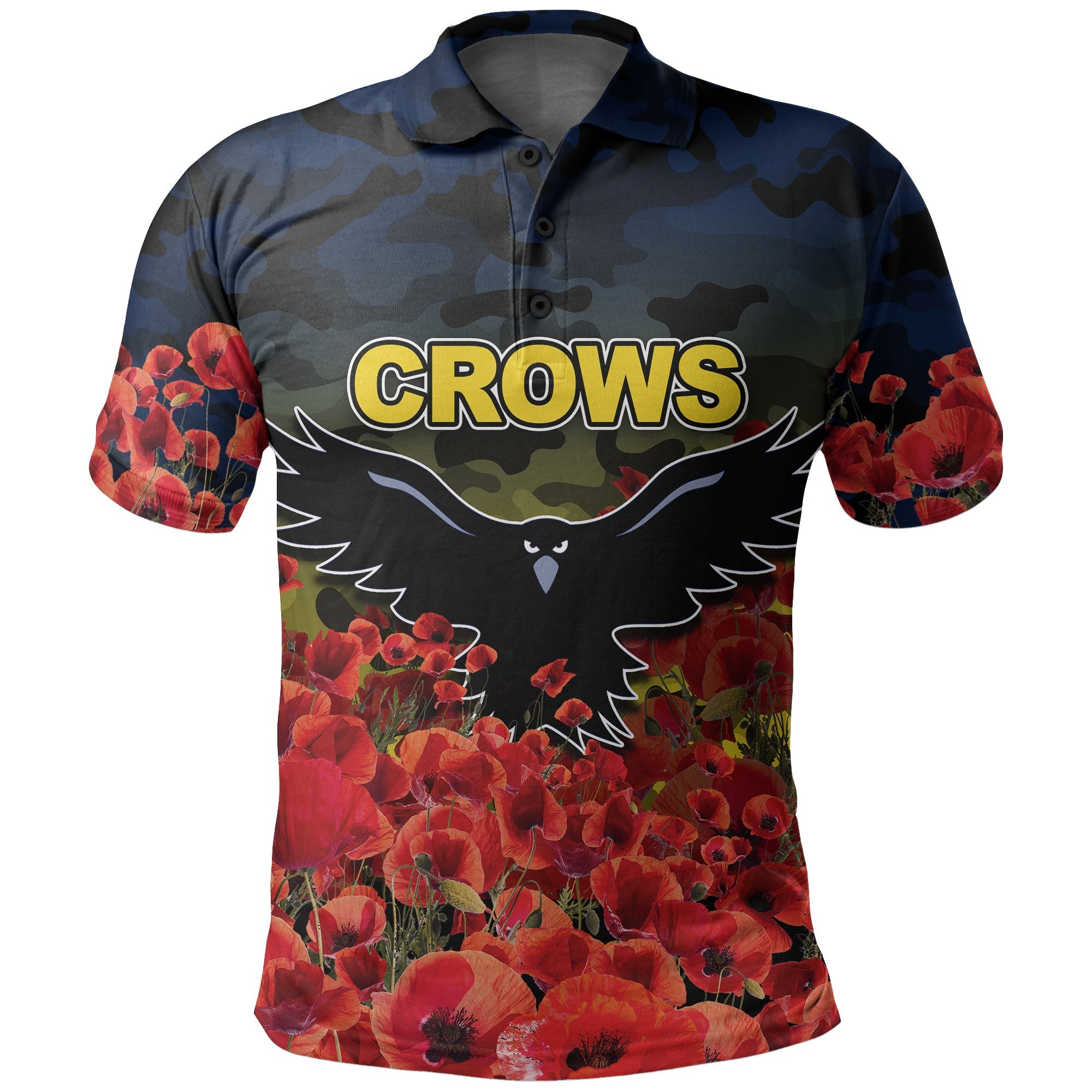 anzac-day-crows-polo-shirt-poppy-flowers-with-army-patterns