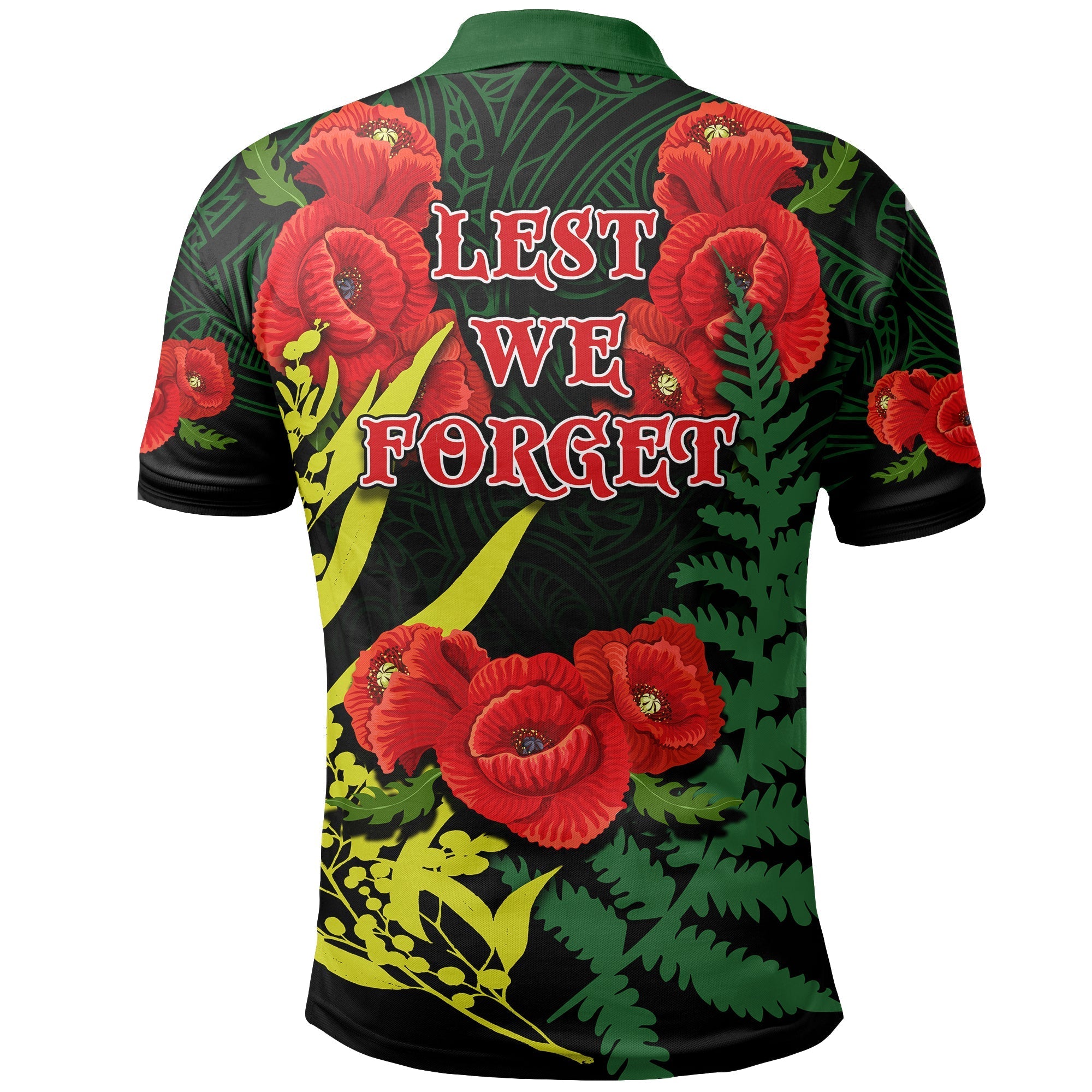 anzac-day-polo-shirt-maori-patterns-green-color