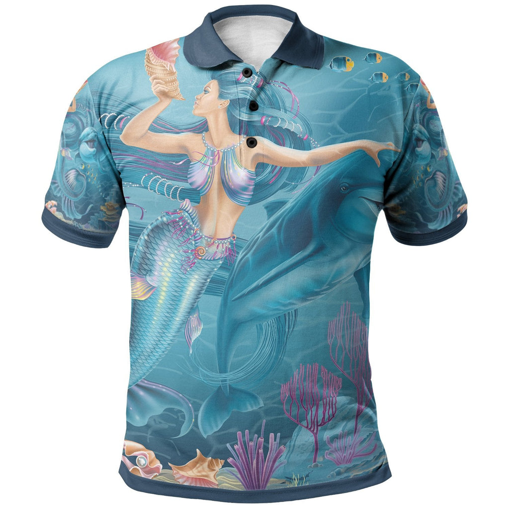 polo-shirt-australia-beautiful-mermaid-with-dolphin