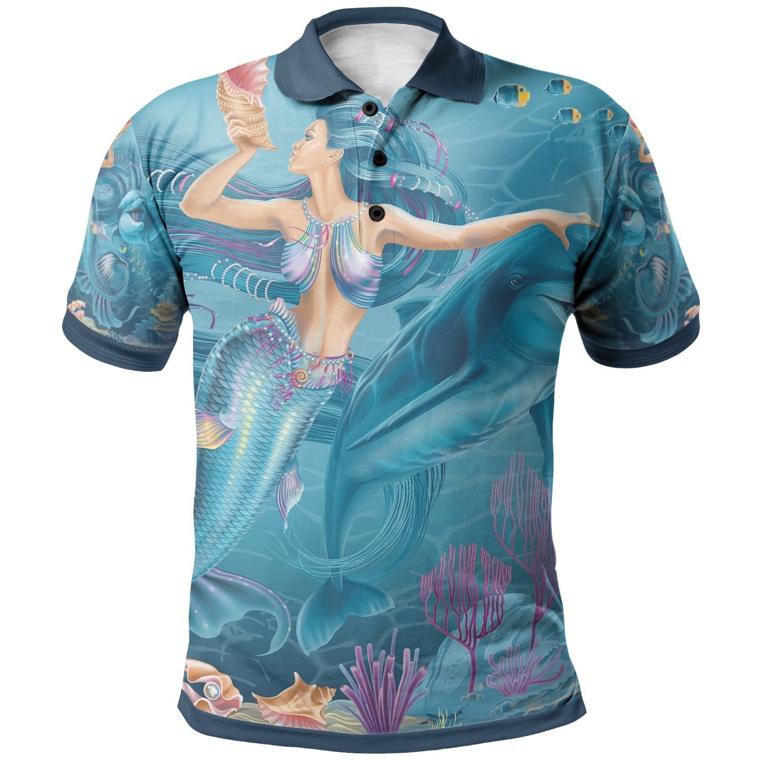 polo-shirt-australia-beautiful-mermaid-with-dolphin