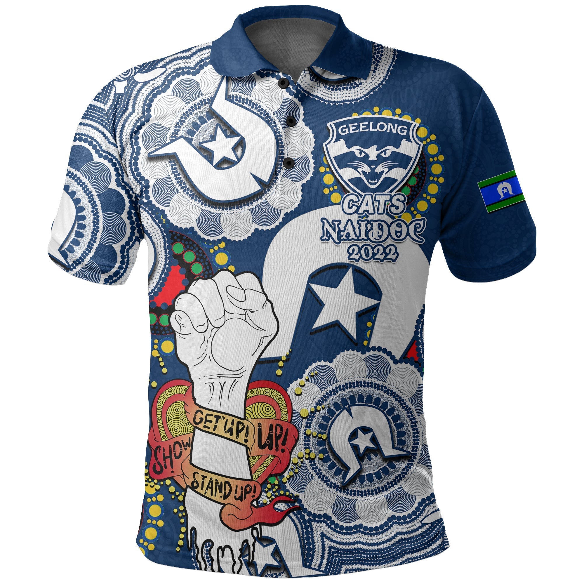 custom-personalised-cats-australian-football-polo-shirt-naidoc-week-2022-lets-fight-together