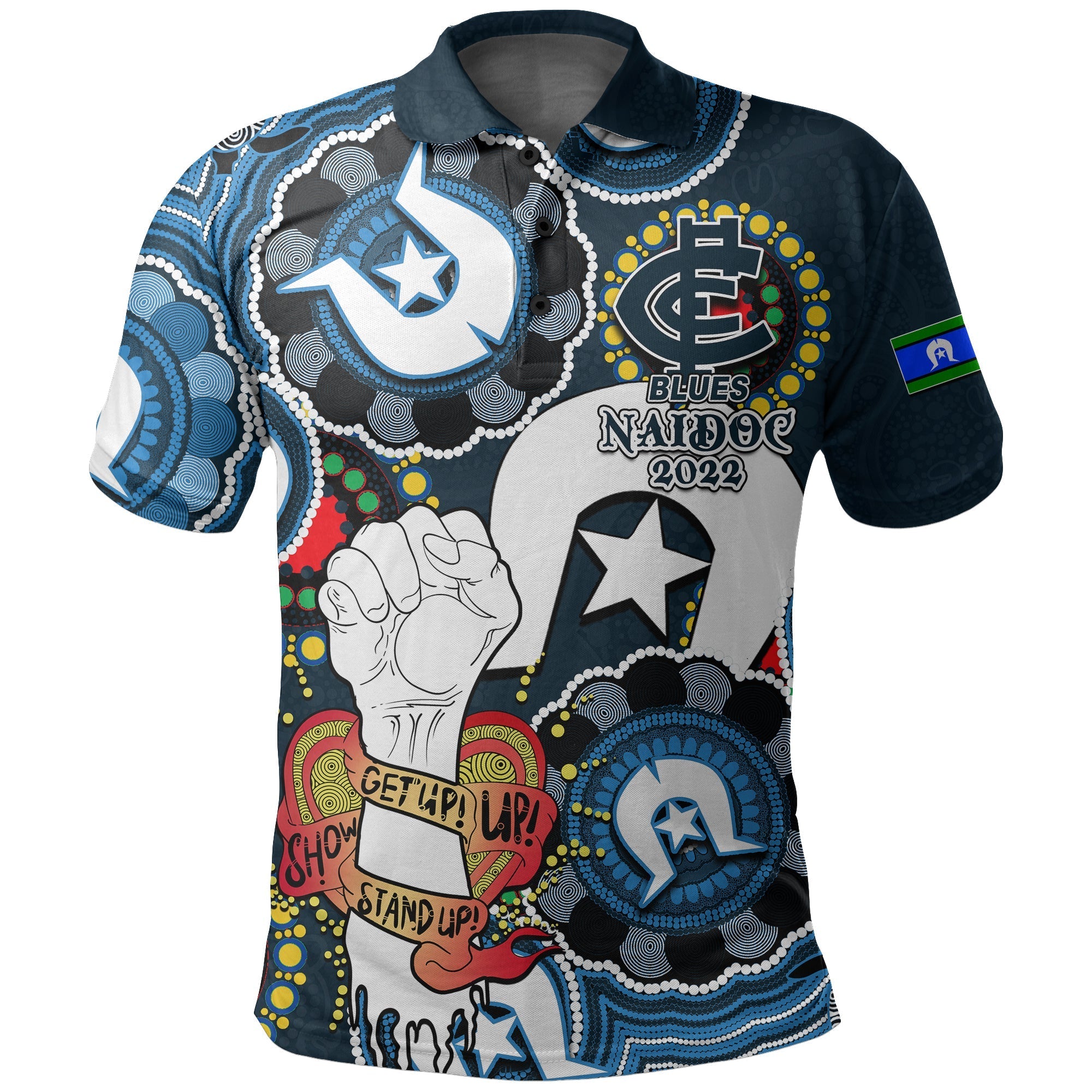 custom-personalised-blues-australian-football-polo-shirt-naidoc-week-2022-lets-fight-together