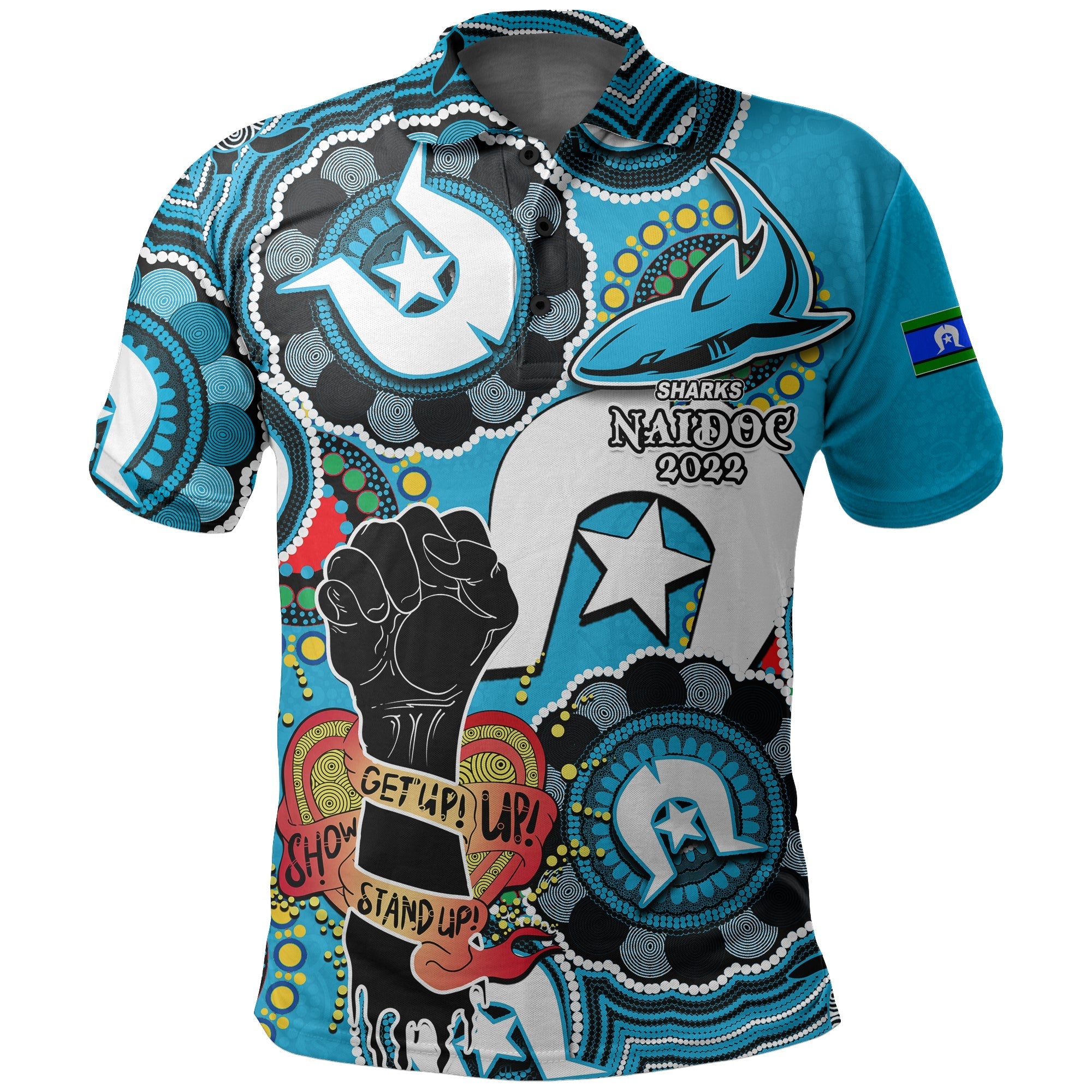 custom-personalised-sharks-rugby-naidoc-week-2022-polo-shirt-lets-fight-together