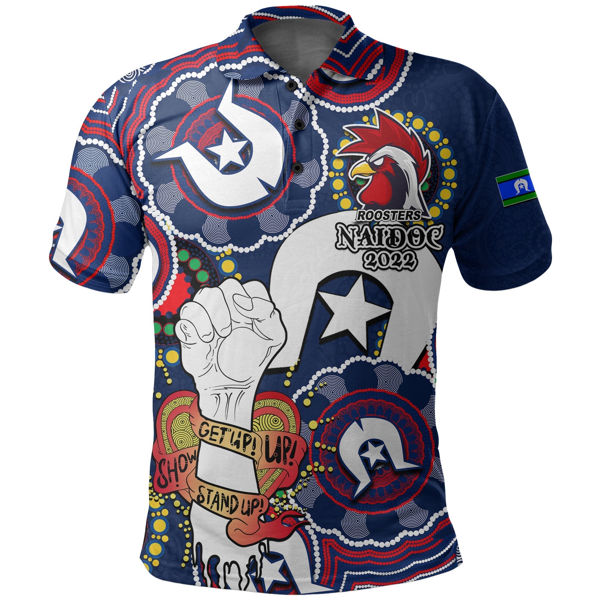 custom-personalised-roosters-rugby-naidoc-week-2022-polo-shirt-lets-fight-together