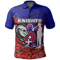 Knights Polo Shirt Anzac Day Poppy Flowers With Army Patterns