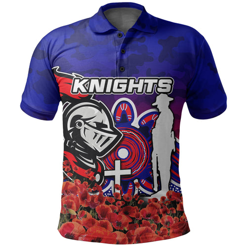 Knights Polo Shirt Anzac Day Poppy Flowers With Army Patterns