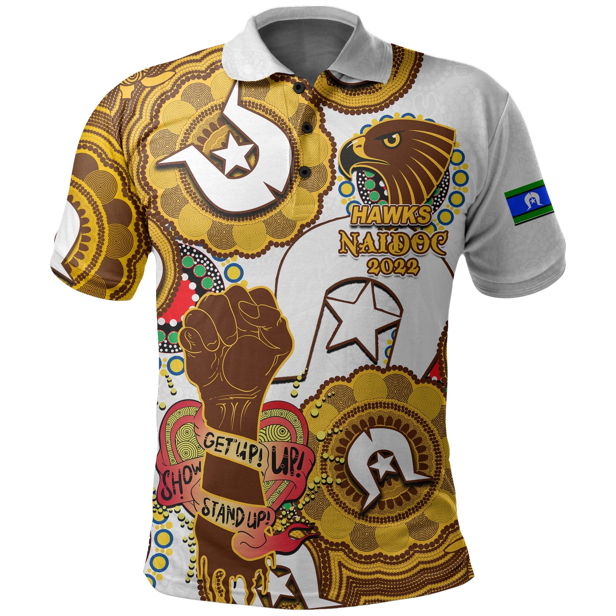 custom-personalised-hawks-australian-football-polo-shirt-naidoc-week-2022-lets-fight-together