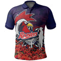 Roosters Polo Shirts Anzac Day Poppy Flowers With Army Patterns