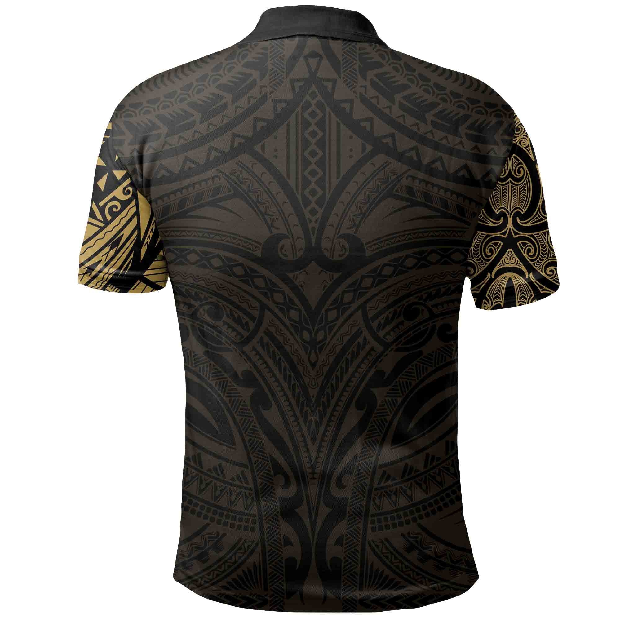new-zealand-polo-shirt-maori-polynesian-tattoo-gold