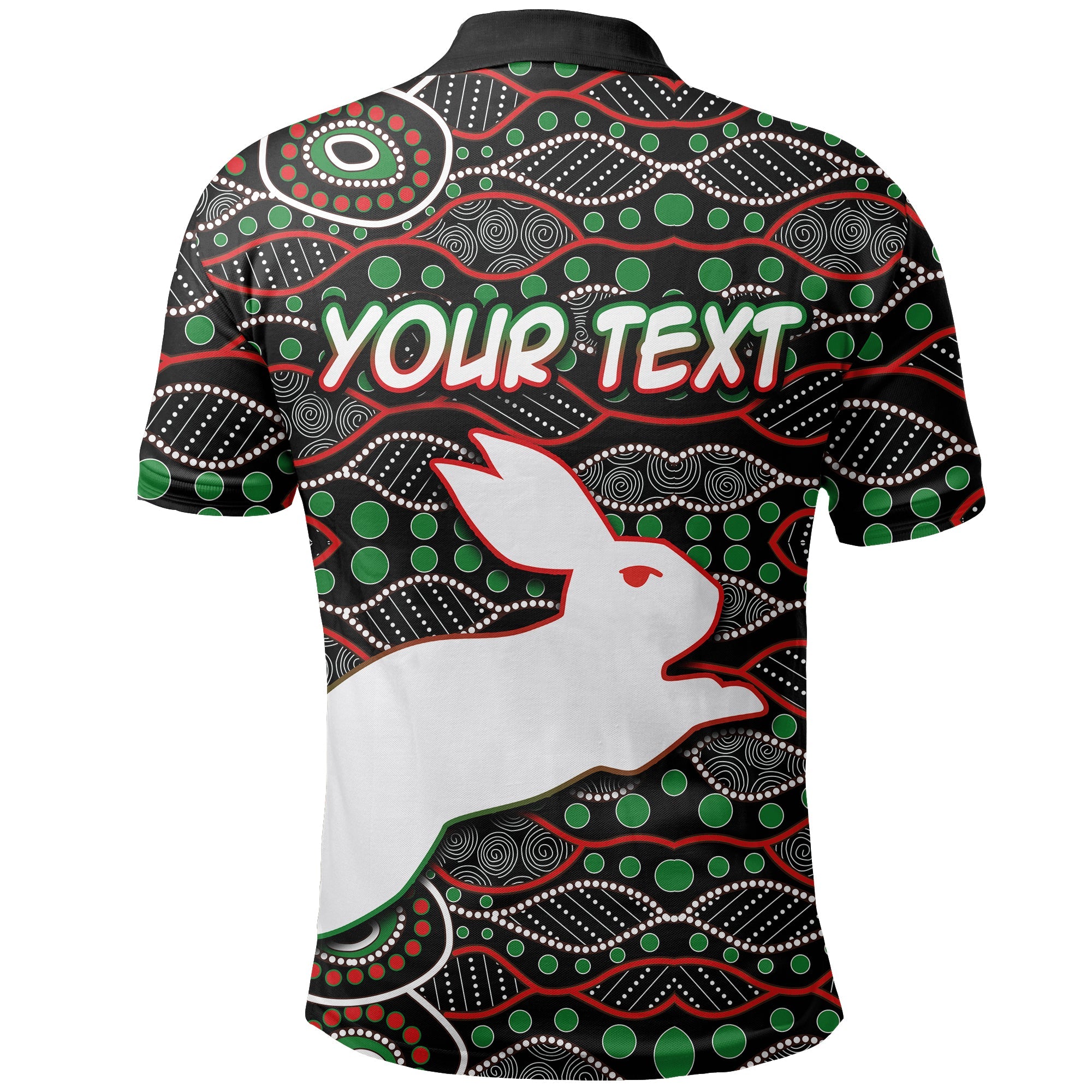 custom-personalised-south-sydney-rabbitohs-polo-shirt-aboriginal-patterns