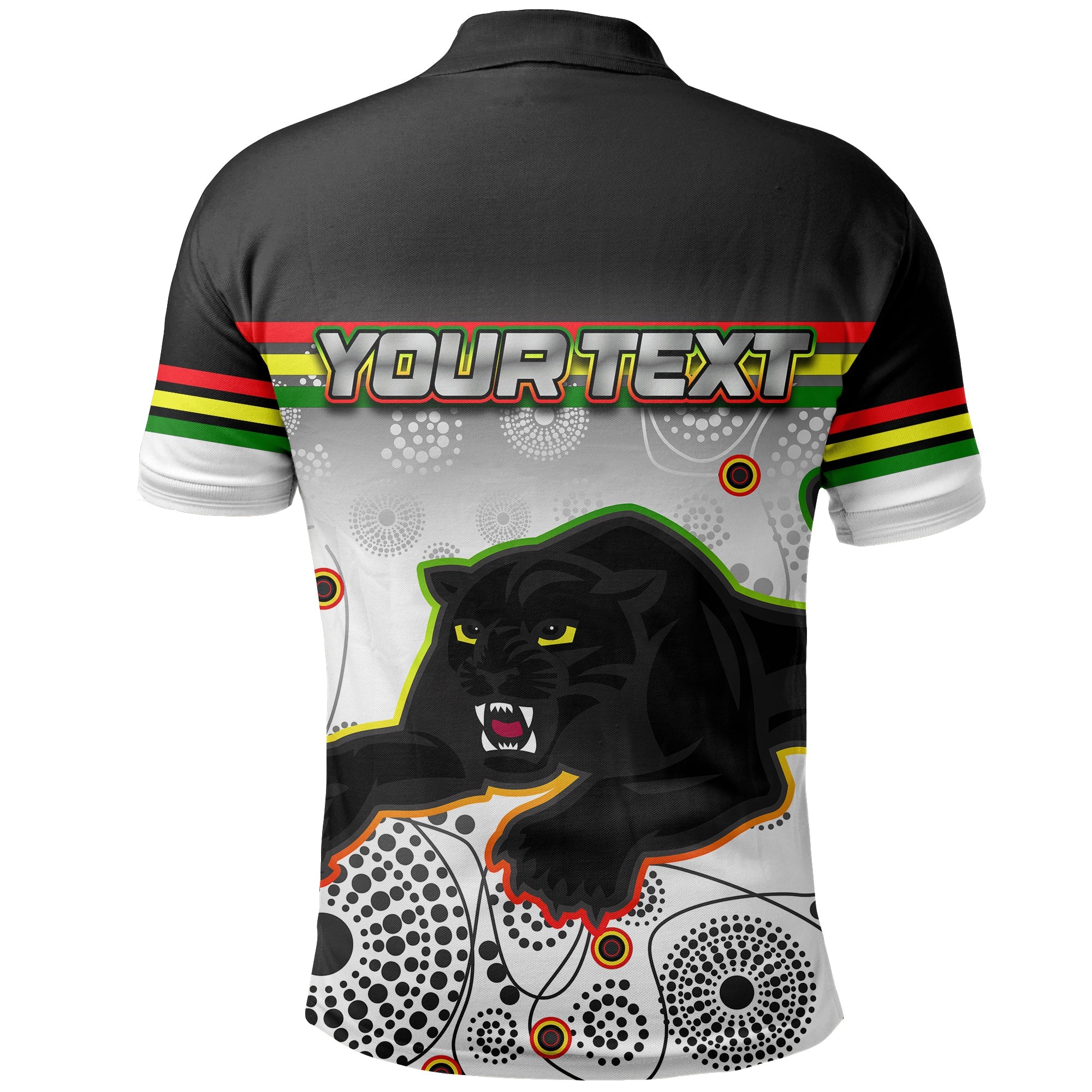 custom-personalisedpanthers-polo-shirt-aboriginal-patterns-white