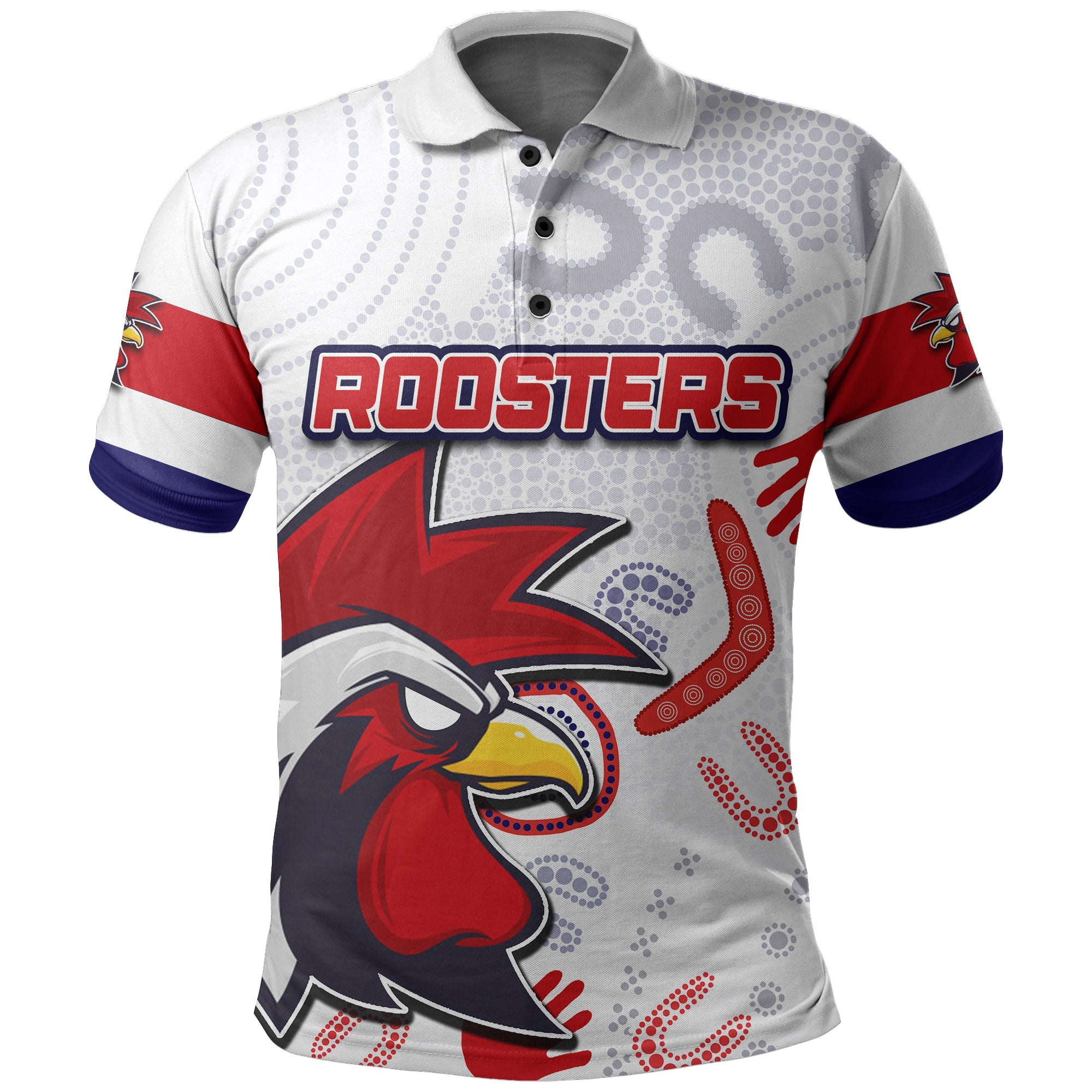 custom-personalised-roosters-polo-shirt-indigenous-style-no-2