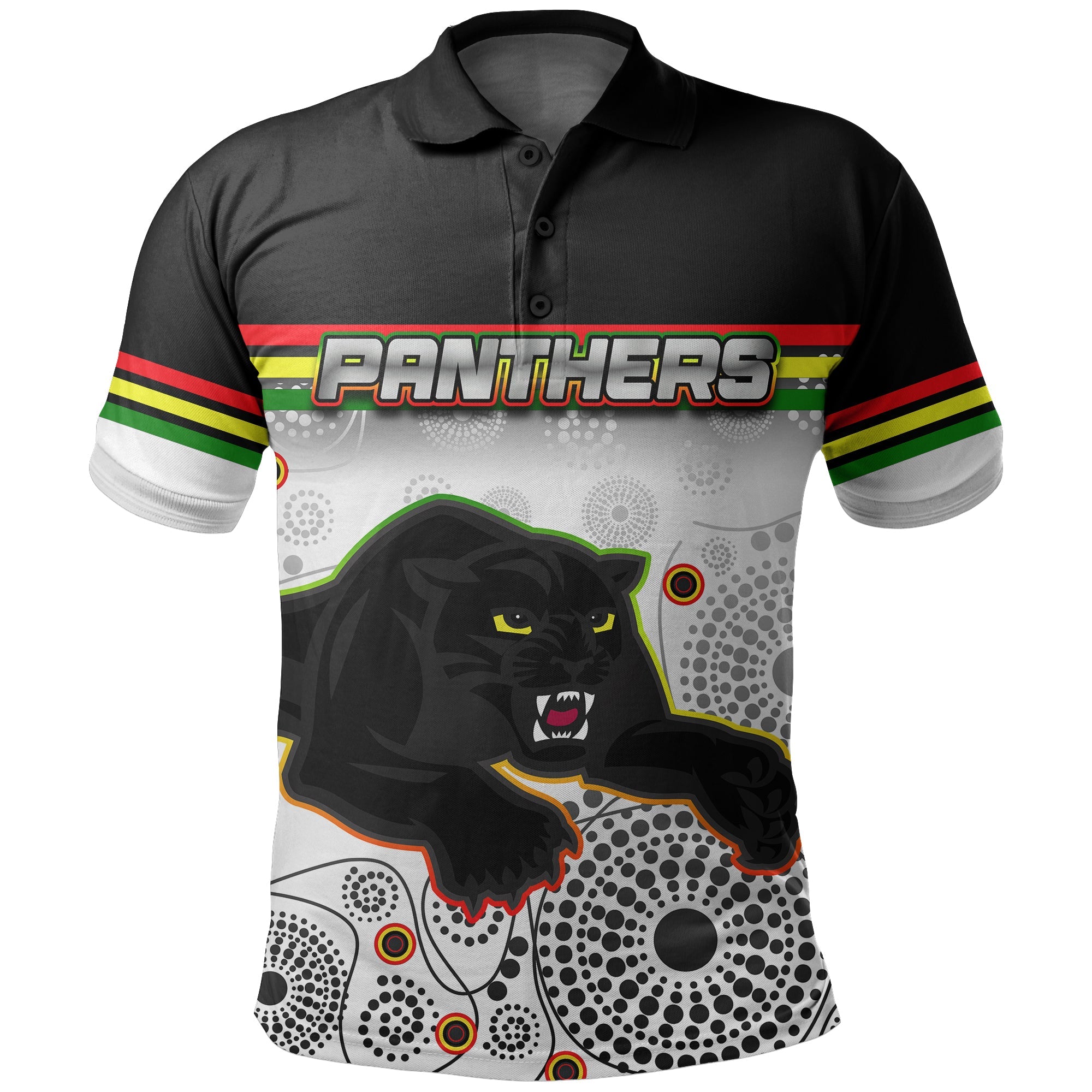 custom-personalisedpanthers-polo-shirt-aboriginal-patterns-white
