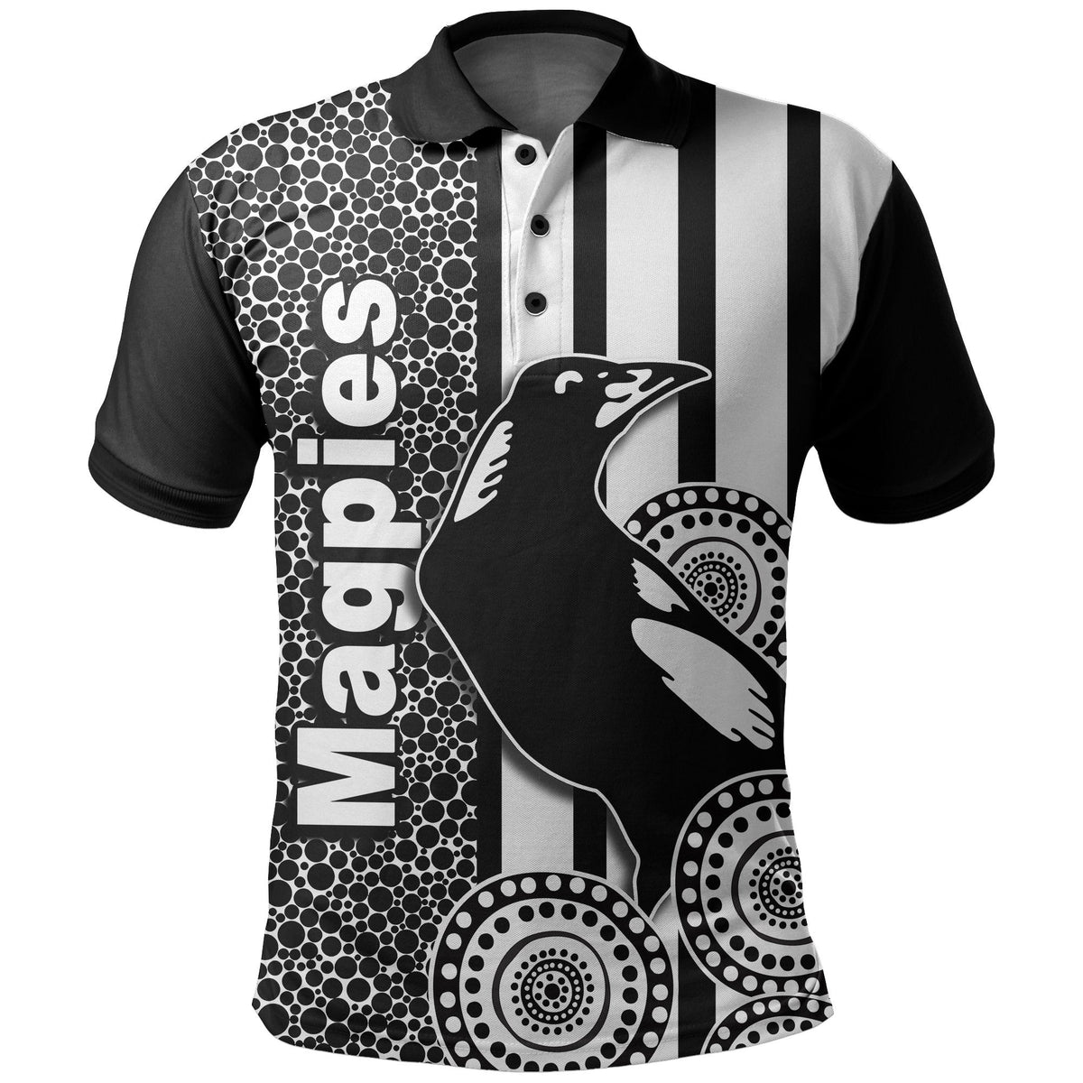 custom-personalised-magpies-polo-shirt-aboriginal-dot-black