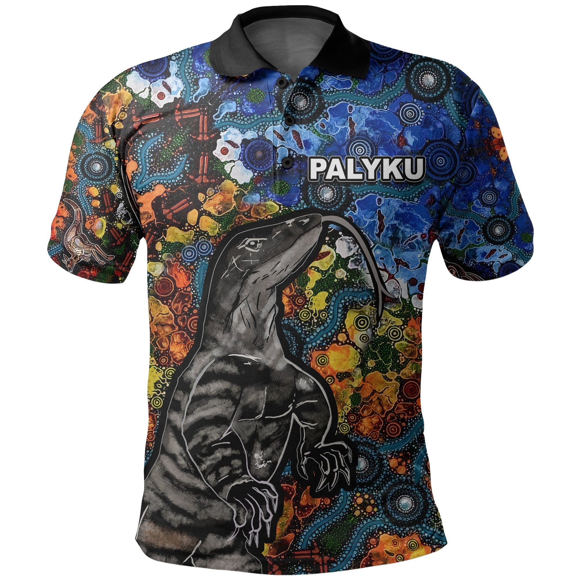Aboriginal Lizard Polo Shirt - PALYKU LT6
