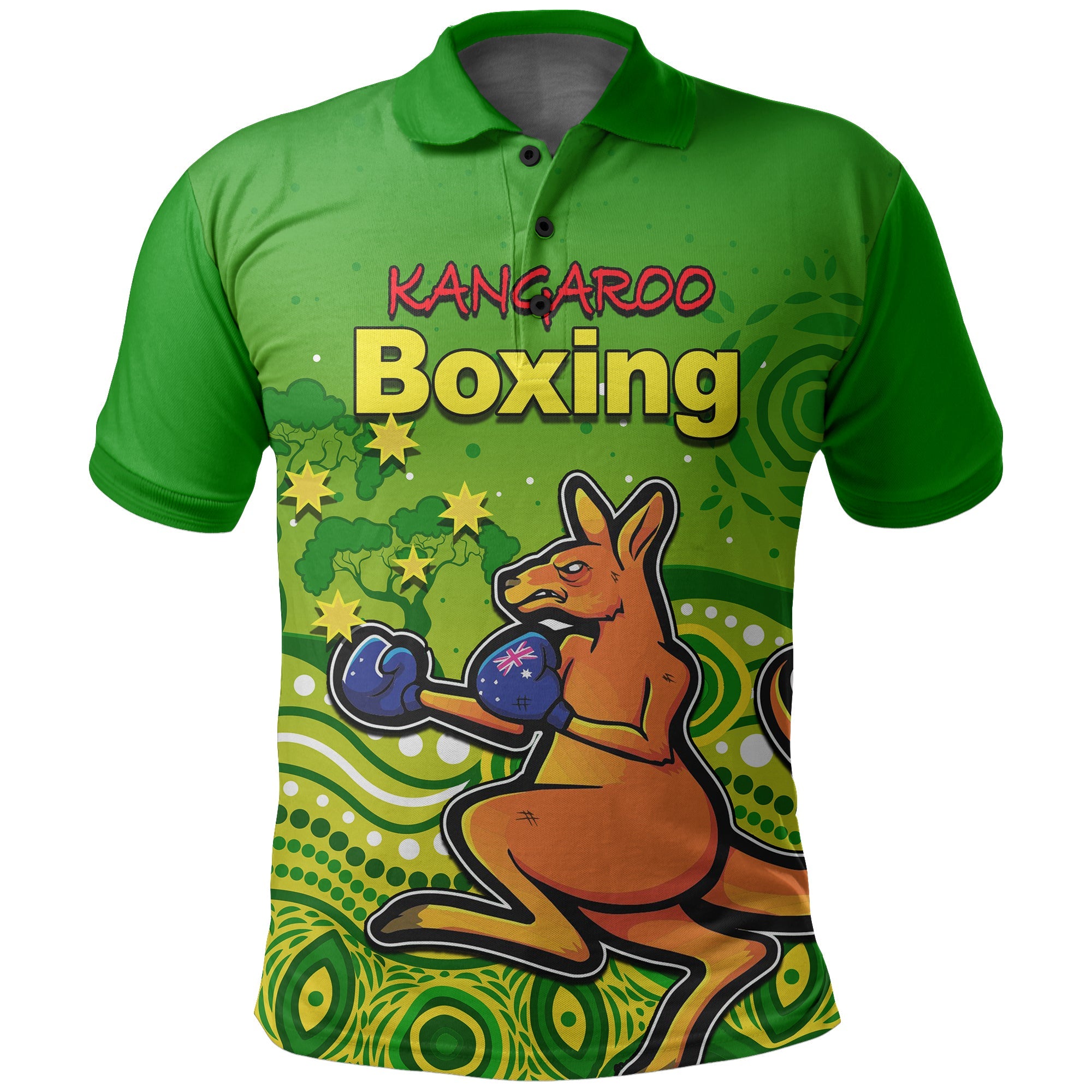 (Custom Personalised) Kangaroo Boxing Polo Shirt Aboriginal 
