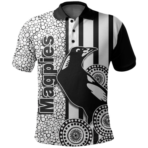 custom-personalised-magpies-polo-shirt-aboriginal-dot-white