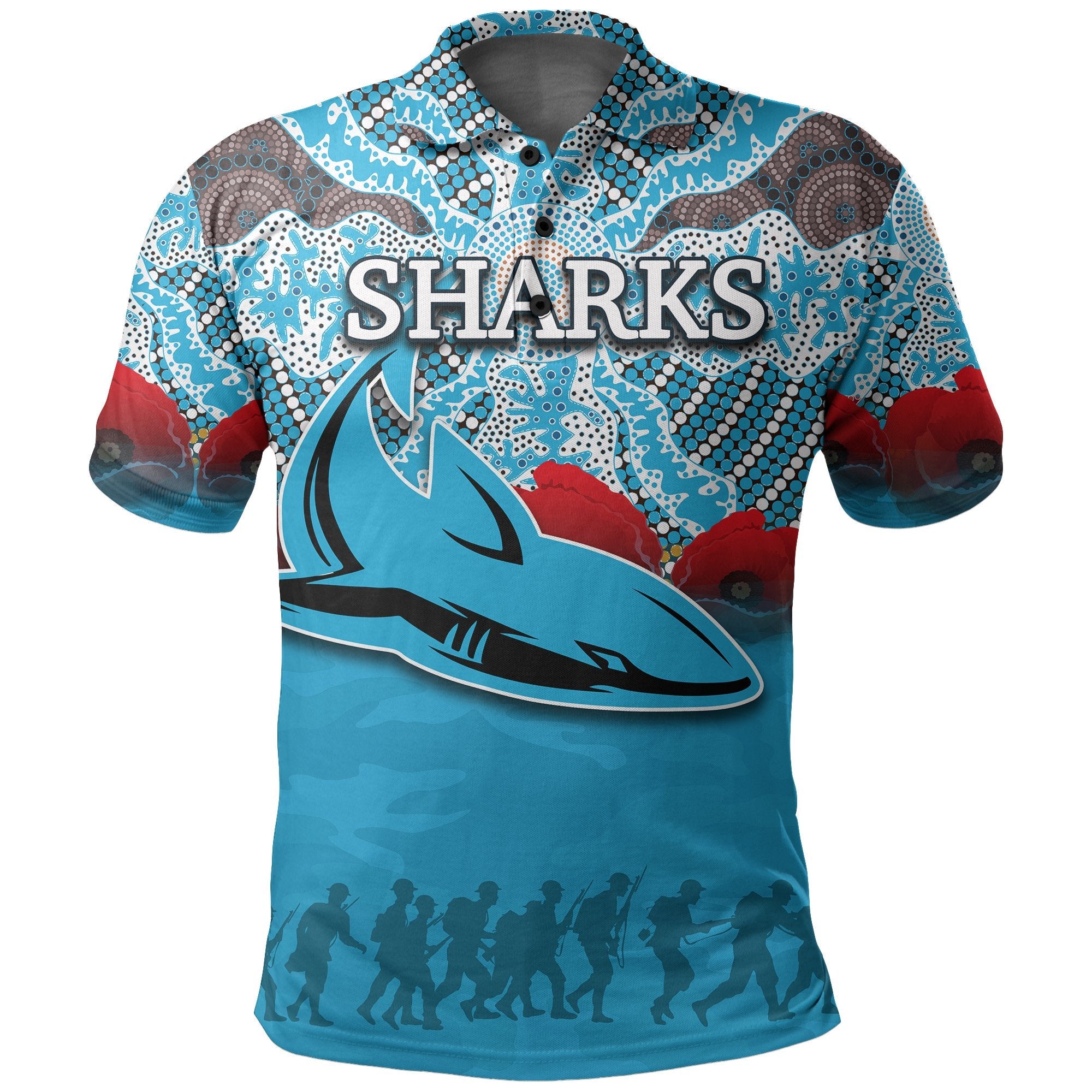 sharks-aboriginal-polo-shirt-anzac-day