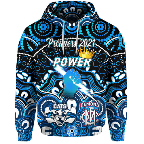 custom-personalised-port-adelaide-power-indigenous-hoodie-football-2021-premiers-the-king-custom-text-and-number