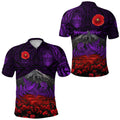 custom-personalised-warriors-rugby-polo-shirt-new-zealand-mount-taranaki-with-poppy-flowers-anzac-vibes-purple