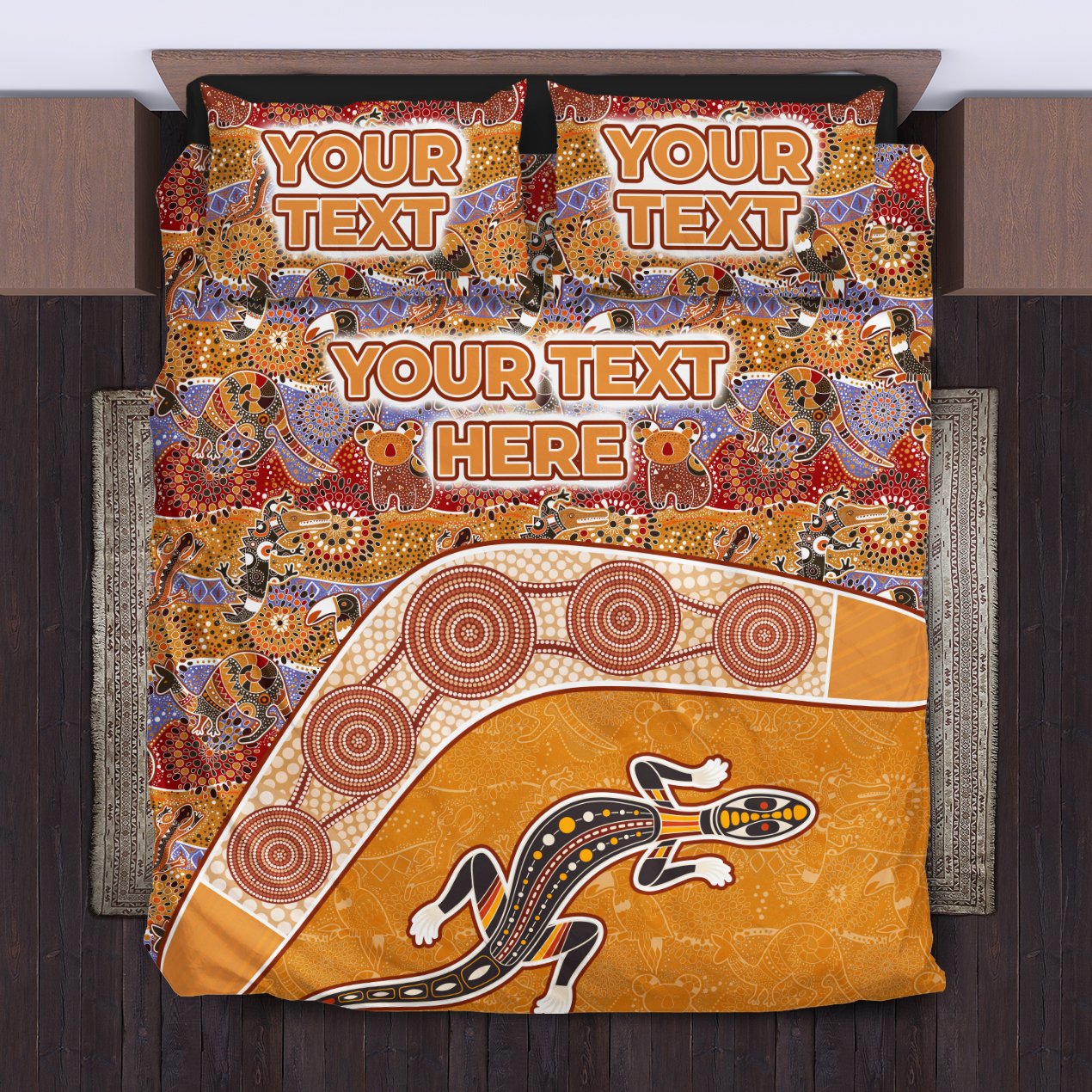 aboriginal-bedding-sets-lizard-patterns-boomerang-crocodile-kangaroo-custom