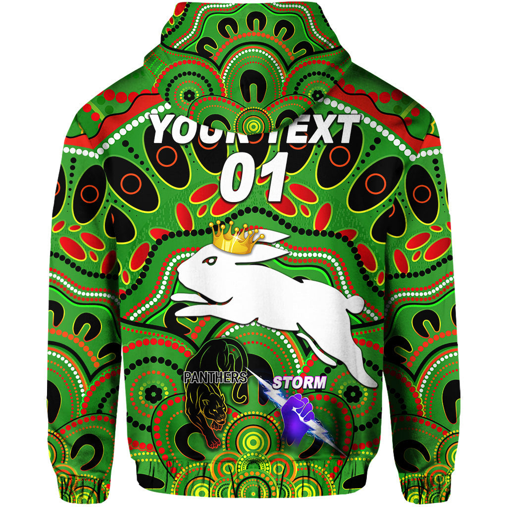 custom-personalised-south-sydney-rabbitohs-hoodie-2021-indigenous-premiers-the-king-green-custom-text-and-number