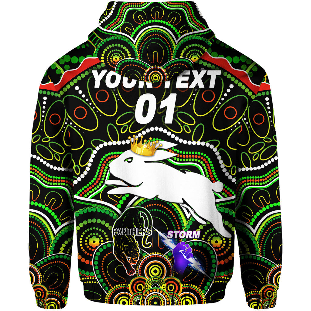 custom-personalised-south-sydney-rabbitohs-hoodie-2021-indigenous-premiers-the-king-black-custom-text-and-number