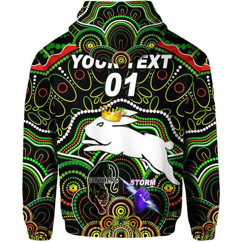 custom-personalised-south-sydney-rabbitohs-hoodie-2021-indigenous-premiers-the-king-black-custom-text-and-number