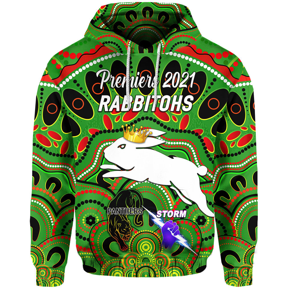 custom-personalised-south-sydney-rabbitohs-hoodie-2021-indigenous-premiers-the-king-green-custom-text-and-number
