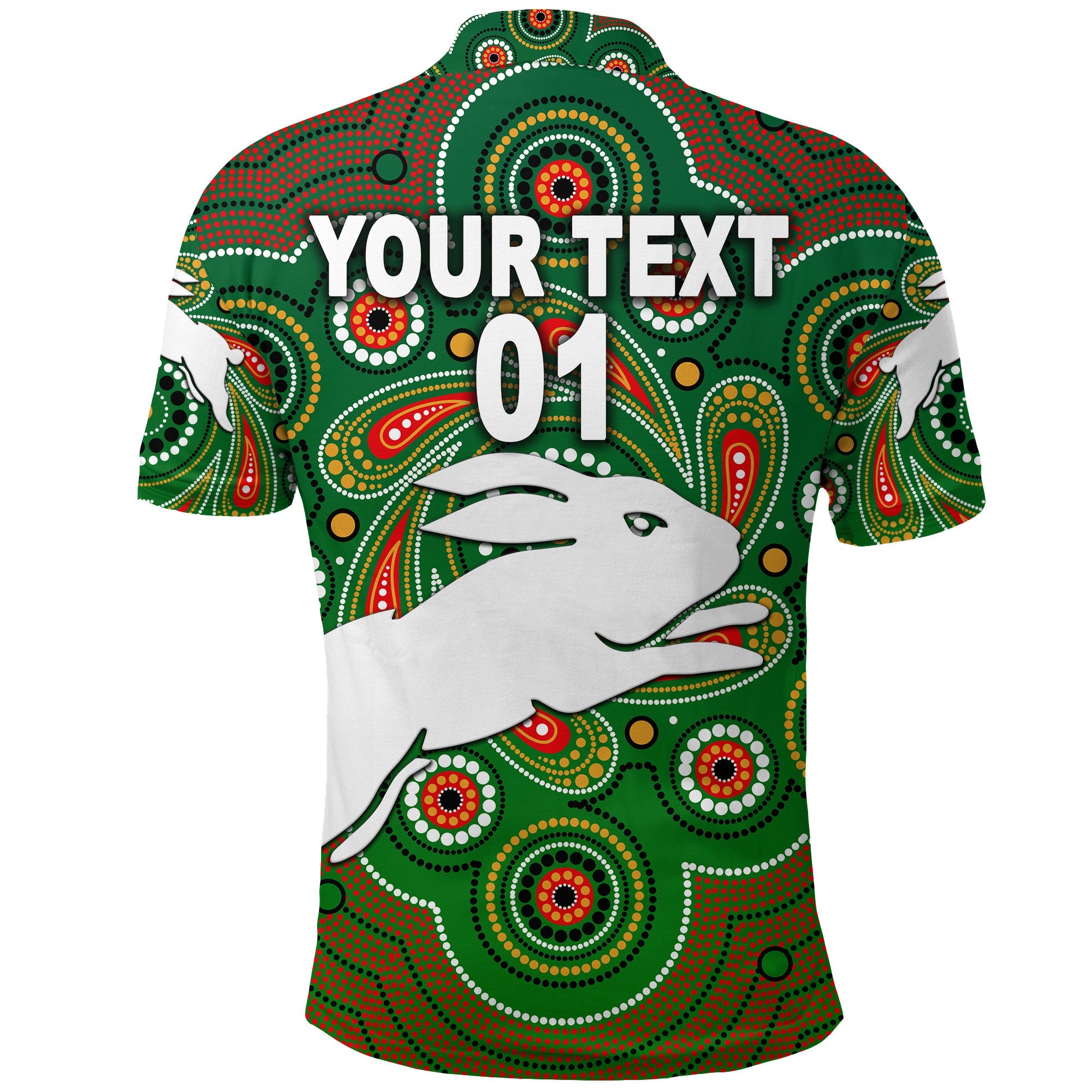 custom-personalised-south-sydney-rabbitohs-polo-shirt-2021-indigenous-vibes-green-custom-text-and-number