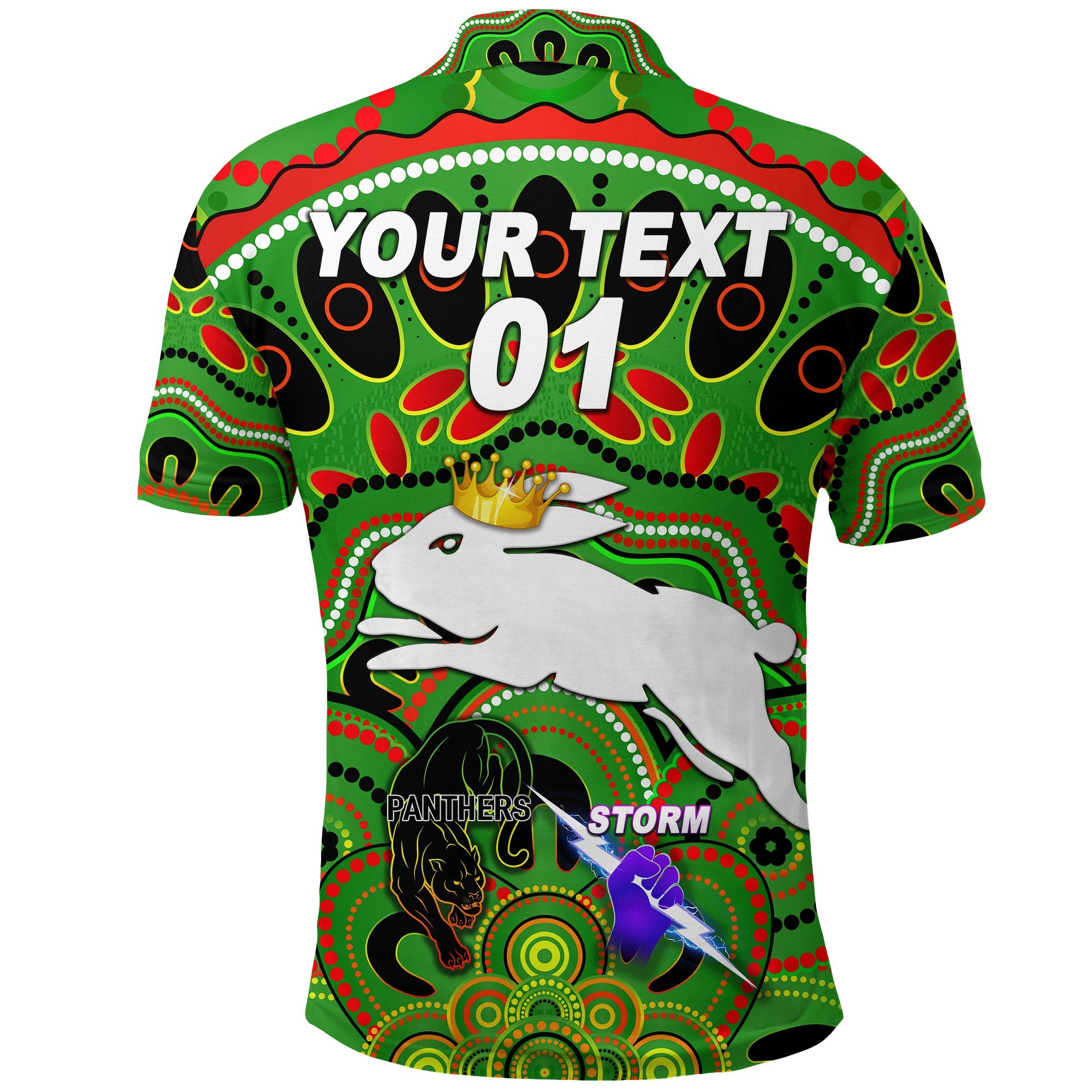 custom-personalised-south-sydney-rabbitohs-polo-shirt-2021-indigenous-premiers-the-king-green-custom-text-and-number